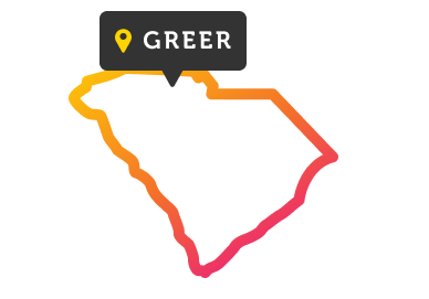 Image of South Carolina with marker for Greer.
