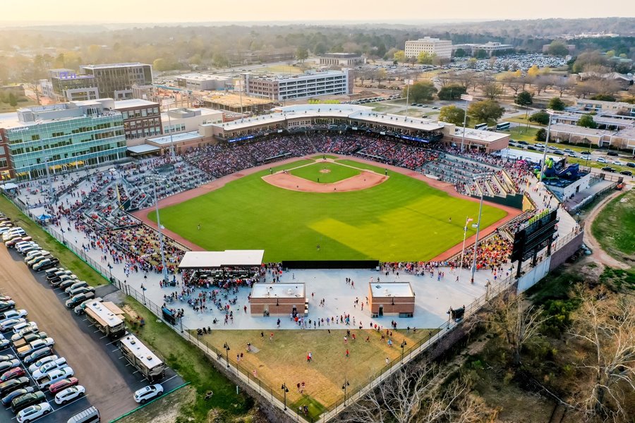 Aerial view of Segra Park, Columbia Fireflies baseball.